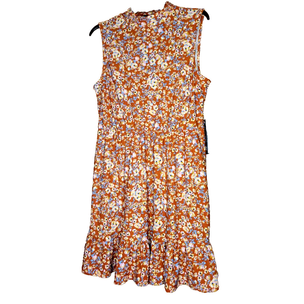 Women’s XL Sleeveless High‑Neck Ruffle Summer Floral Pullover Dress (Runs Small)